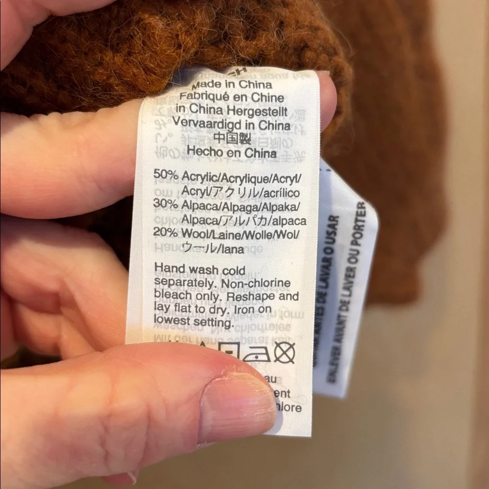 Madewell Cable Knit Sweater Alpaca Blend Brown Size Small - Picture 7 of 7